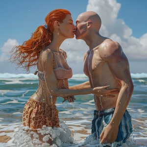 A photorealistic high resolution image. Light ginger haired fema...