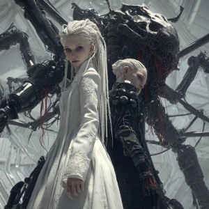 Photorealistic lucid nightmare Grimdark horror fantasy. A white...