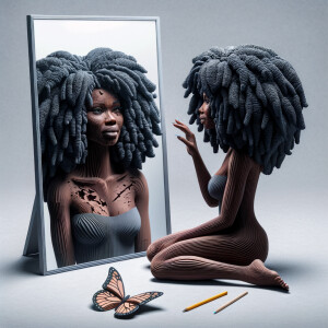 Create a 3-D realistic beautiful African-American women with th...