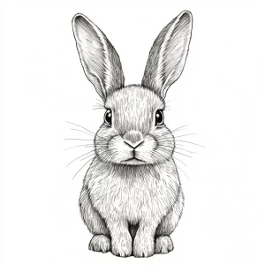 A cute rabbit facing forward with expressive eyes, full body, dr...