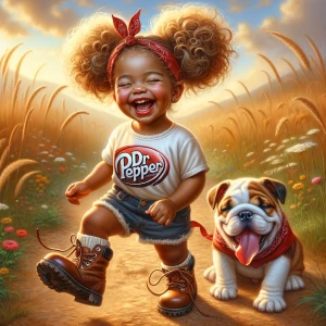 A whimsical & cheerful digital airbrush oil painting scene of a...