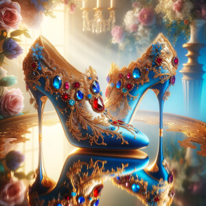 Imagine a pair of enchanting shoes, each a mirror image of the o...