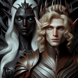 Caranthir-Ar-Fieniel from the Witcher kneels down before Queen T...
