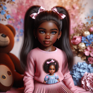 Refine the 3D realistic image of a four-year-old African-America...