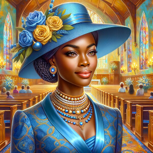 A spiritually enriching illustration portrays an African America...