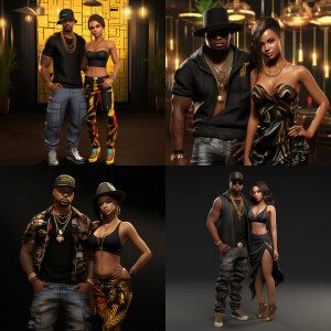 3-D image of a good looking African-American couple. The handsom...