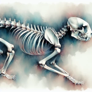 Hyperrealistic illustration of a cat skeleton as envisioned in t...