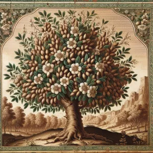 7th century Middle East image of a beautiful almond tree.