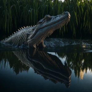 Create an ultra-realistic 8K HDR image of an alligator parting t...