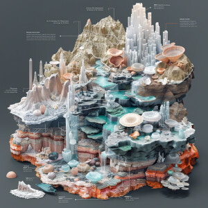 Create a visually stunning 3D infographic showcasing the flow of...