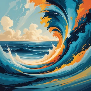 Design a soothing abstract painting with colors inspired by a tr...