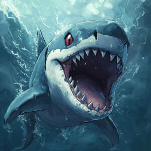 Jaws reimagined as a Pokemon