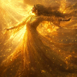 A shimmering apparition of a Indian goddess, her ethereal form b...