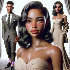 3-D image of a beautiful light skin, African-American young woma...