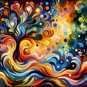 Successful abstract painting representing life and nature