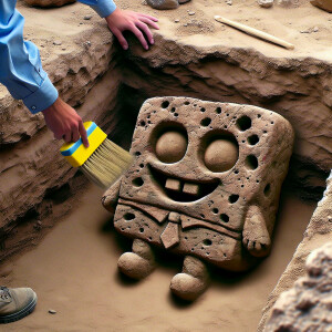 Create a hyperdetailed photorealistic macro image of an archeolo...