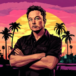 Elon Musk in GTA art style, , in the style of a Grand Theft Aut...