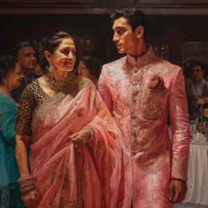 Hyperrealism,painting .a  attractive gujarati mother in law in h...
