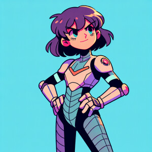 1990s anime screencap, girl a plugsuit, standing with hands on h...