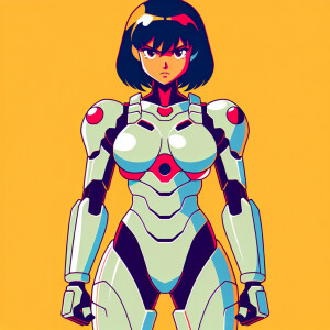 1990s anime screencap, girl a plugsuit, standing with hands on h...