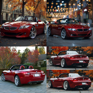 Describe the BMW Z4 E86 2007 model in candy red color hard top