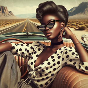 Craft an airbrushed depiction of a fashionable African American...