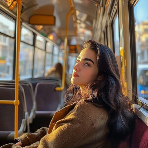 30'lu yaşlarda Çok güzel genç bir kadın otobüs durağında oturuyo...