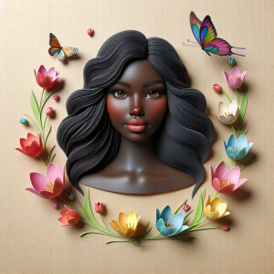 3D face of a light skin african-American beautiful woman with br...