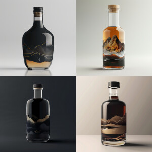 Luxurious glass bottle for coffee concentrate, minimalistic luxu...