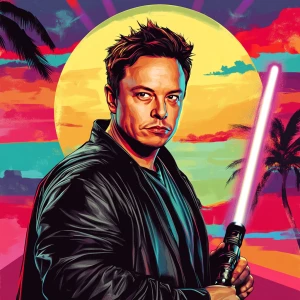 Elon Musk in GTA art style — Elon as a jedi — in the style of a...