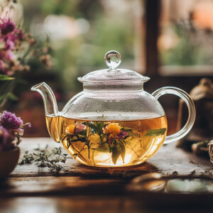 设计一款玻璃茶壶装着养身茶