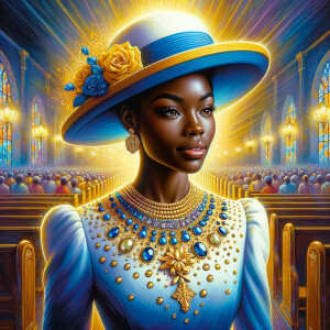 A spiritually enriching illustration portrays an African America...