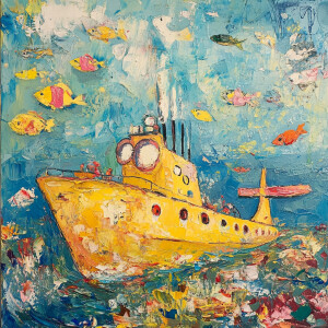 Yellow submarine in the style of Berthe Morisot
