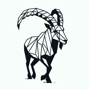 Minimalist drawing of a wild goat using geometric lines.