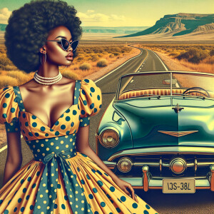 Craft an airbrushed depiction of a fashionable African American...