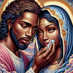 Ensure that the image distinctly represents both Jesus Christ an...