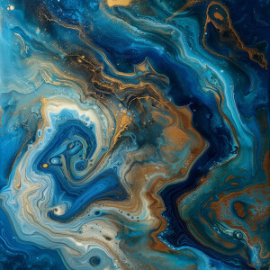 Swirling azure blue and old gold background