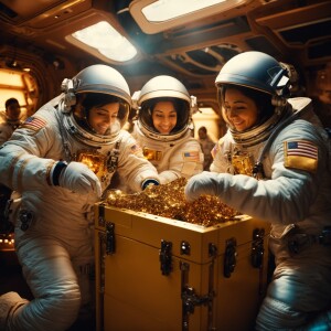 Group of astronauts, a diverse team of women, dressed in detaile...