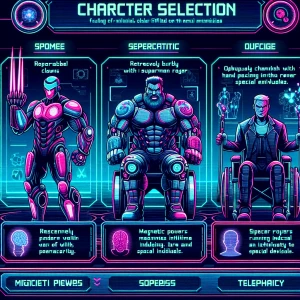 Design a character selection screen for a video game featuring W...