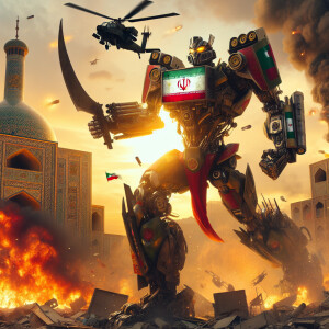 Iran as a transformer character, Persian warrior armor, national...