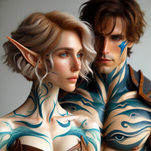 A tall elven man with a soft and angelic but masculine face, elf...