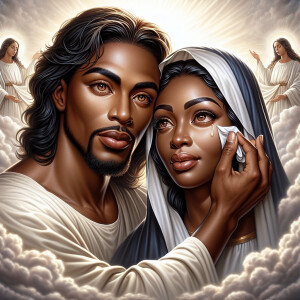 Ensure that the image distinctly represents both Jesus Christ an...