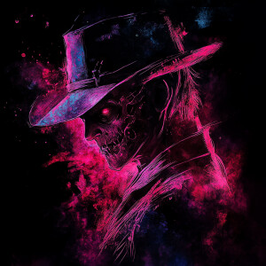 A somber illustration of  a horrorcore Freddy Krueger with fanta...