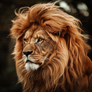 Create a lion wearing a wig