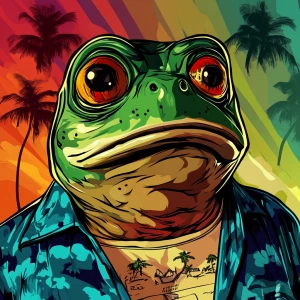 MEME PEPE in GTA art style, Staring with a shy look, in the sty...