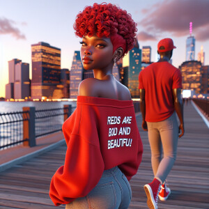 3D image BEAUTIFUL LIGHT SKIN AFRICAN AMERICAN woman with a Shor...