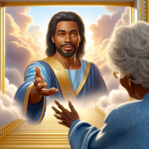 Create a 3-D Realistic image of a handsome African-American Jesu...
