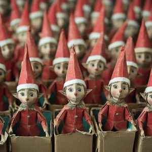 army of santa Elfes in carton style.