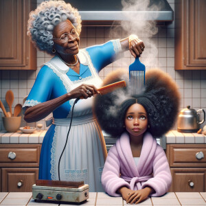 Create a realistic 3-D image of an african-American grandmother...