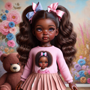 Refine the 3D realistic image of a four-year-old African-America...